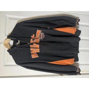 Vintage 2005 Harley-Davidson Black and Orange Zip-Up